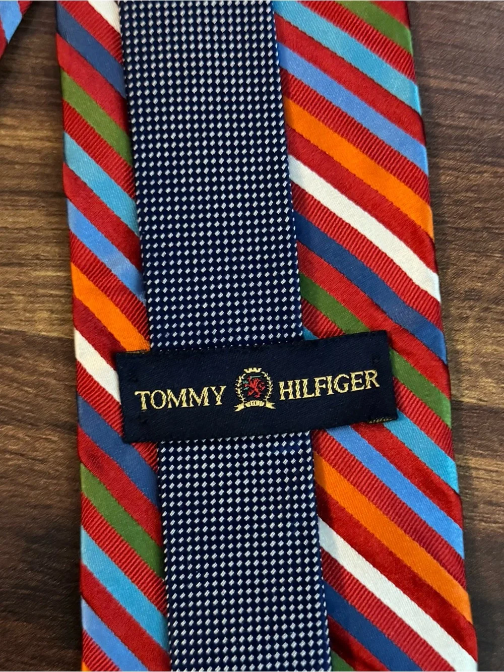 TOMMY HILFIGER Multicolor Diagonal Stripe Tie - Red, Blue, Green, Orange, Whit